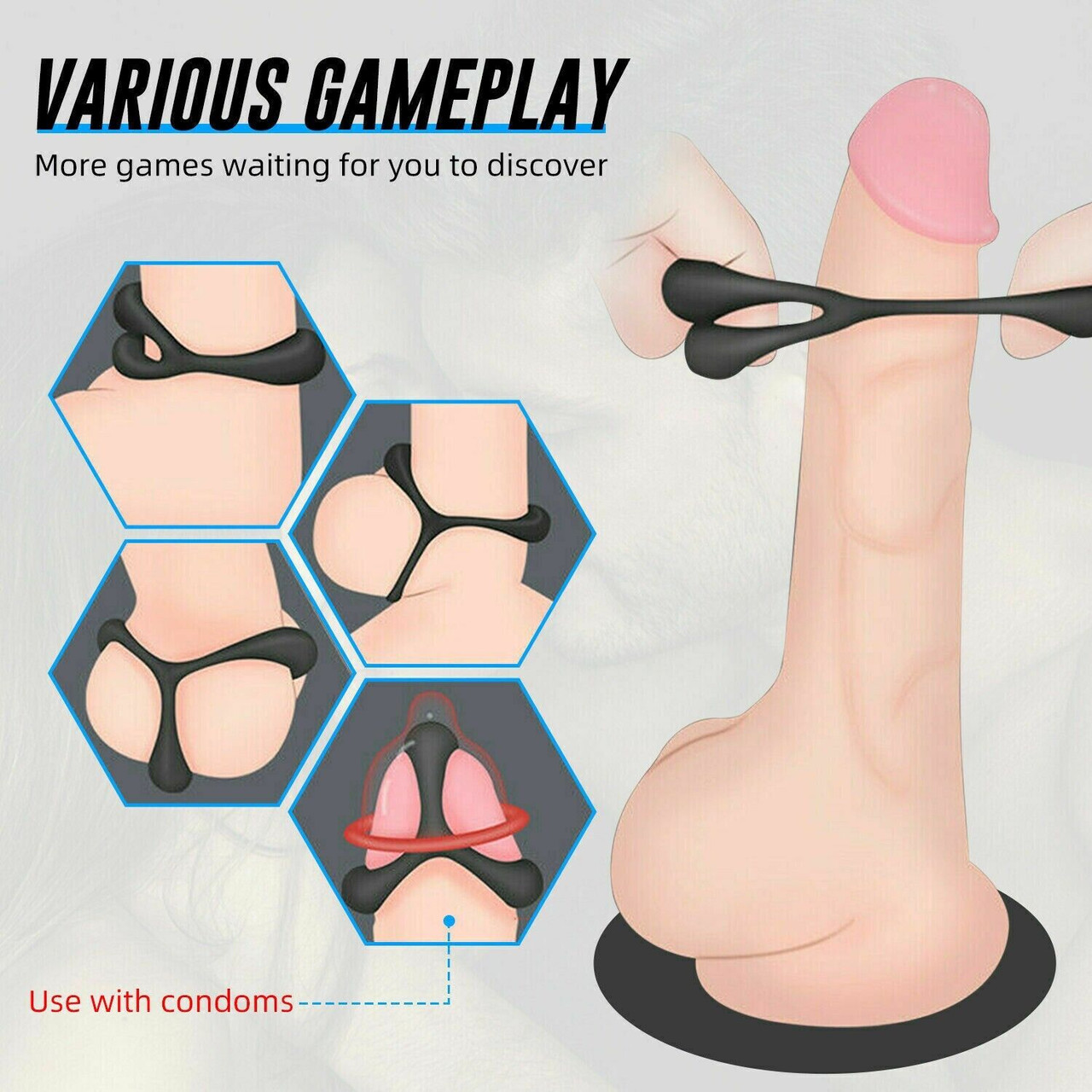 Silicone Cock Ring Penis Longer Harder Stronger Erection Adults Sex Toys For Man