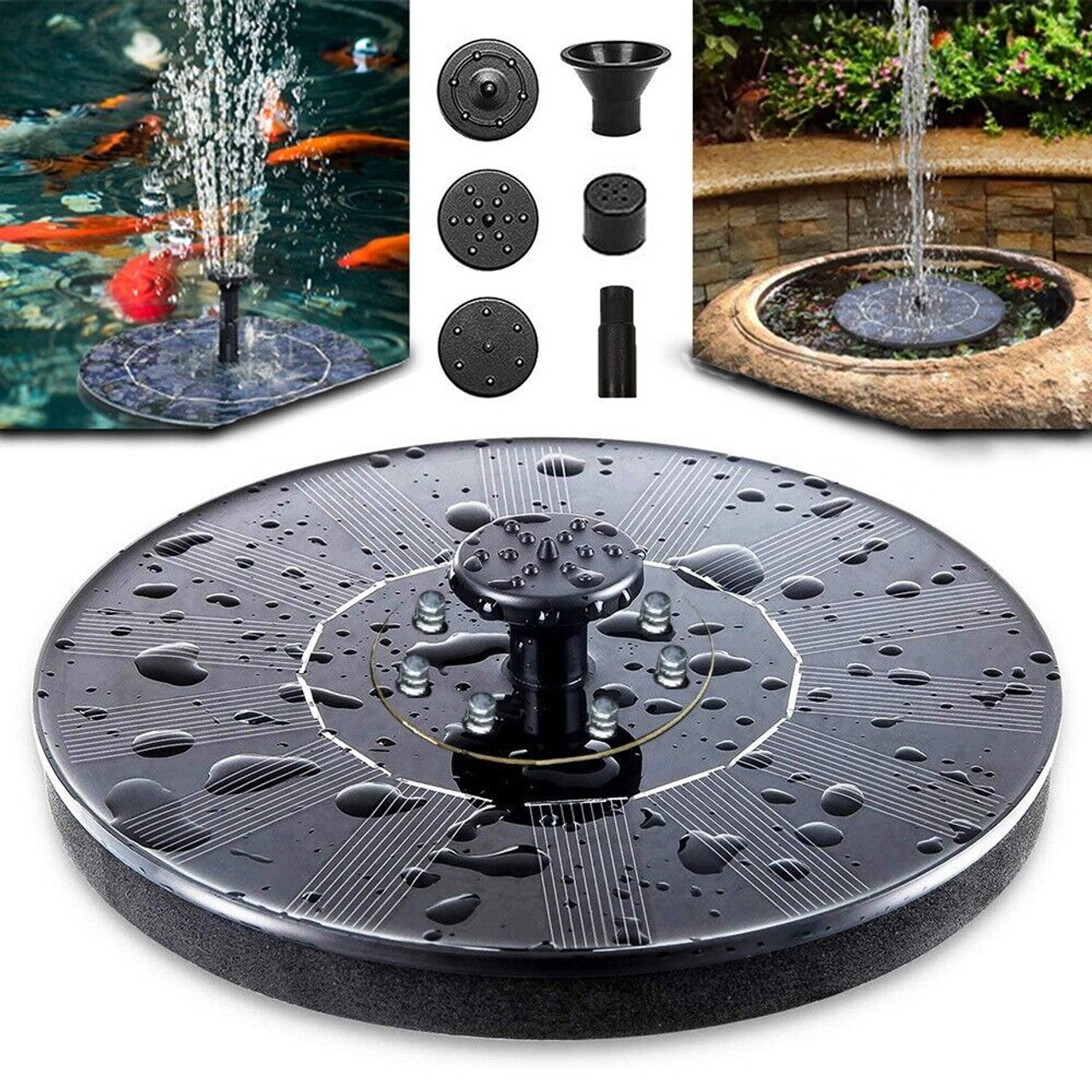 Solar Power Bird Bath Fountain Pump Upgrade 1.4W Solar Fountain With 4 Nozzle