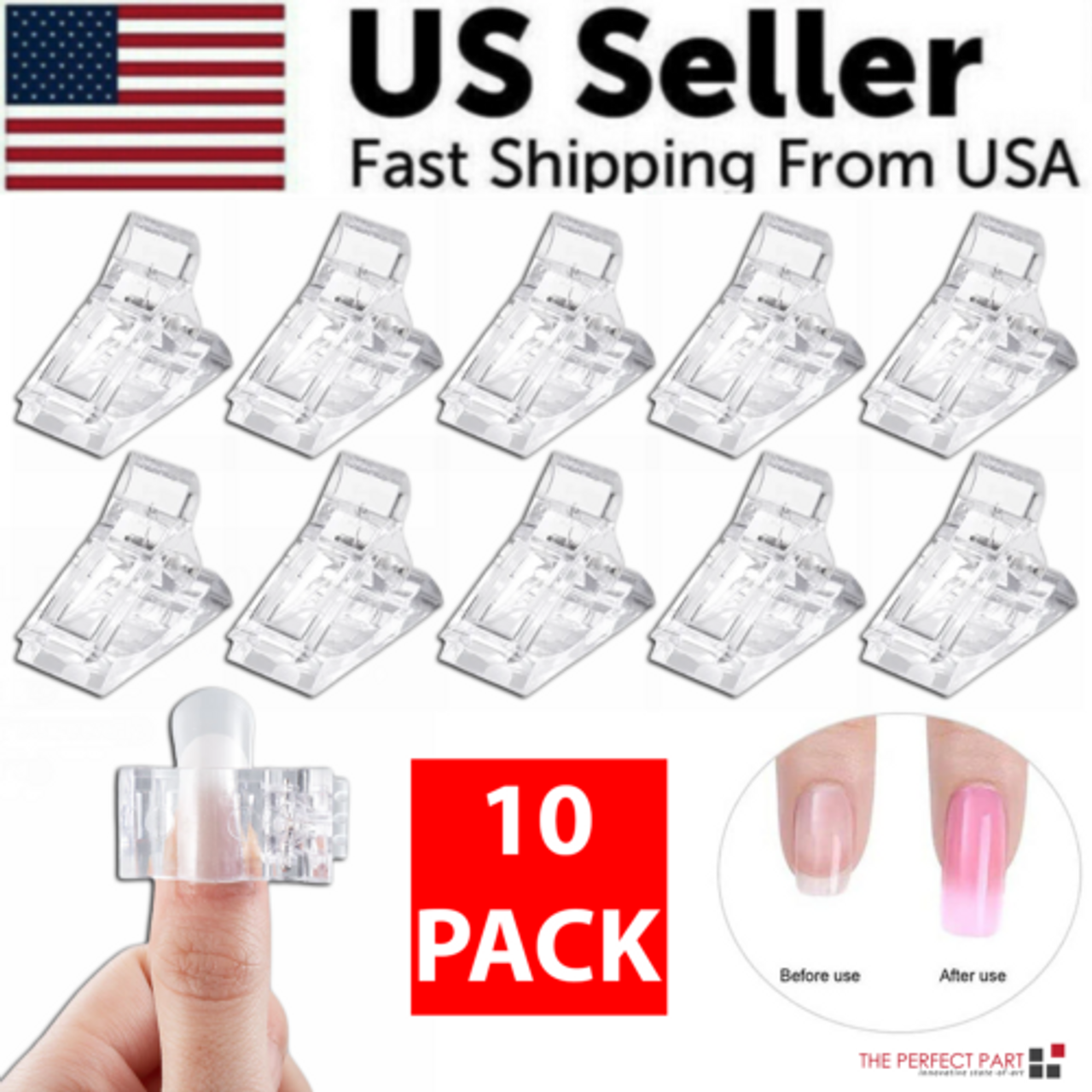 10 PCS Nail Tips Clip Quick Building Poly Builder Gel DIY Extension Clamp Clips