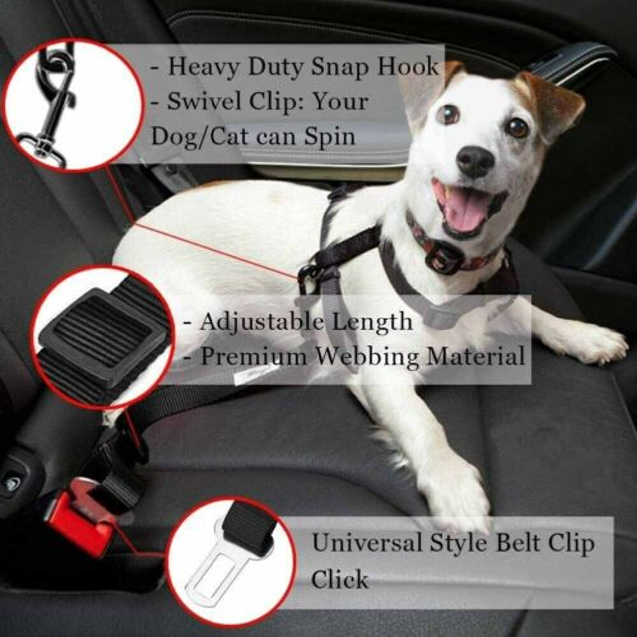 2 Pack Cat DOG PET Safety Seatbelt Car Vehicle Seat Belt Adjustable Harness Lead