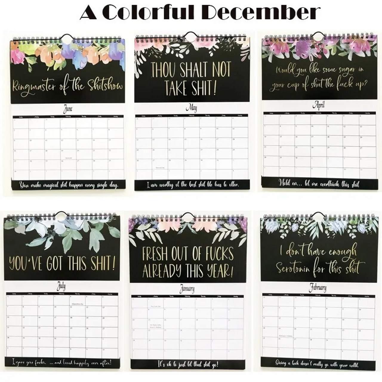 2024 Calendar For Tired-Ass Women Swear Word 12 Month Weekly Daily Wall Planner