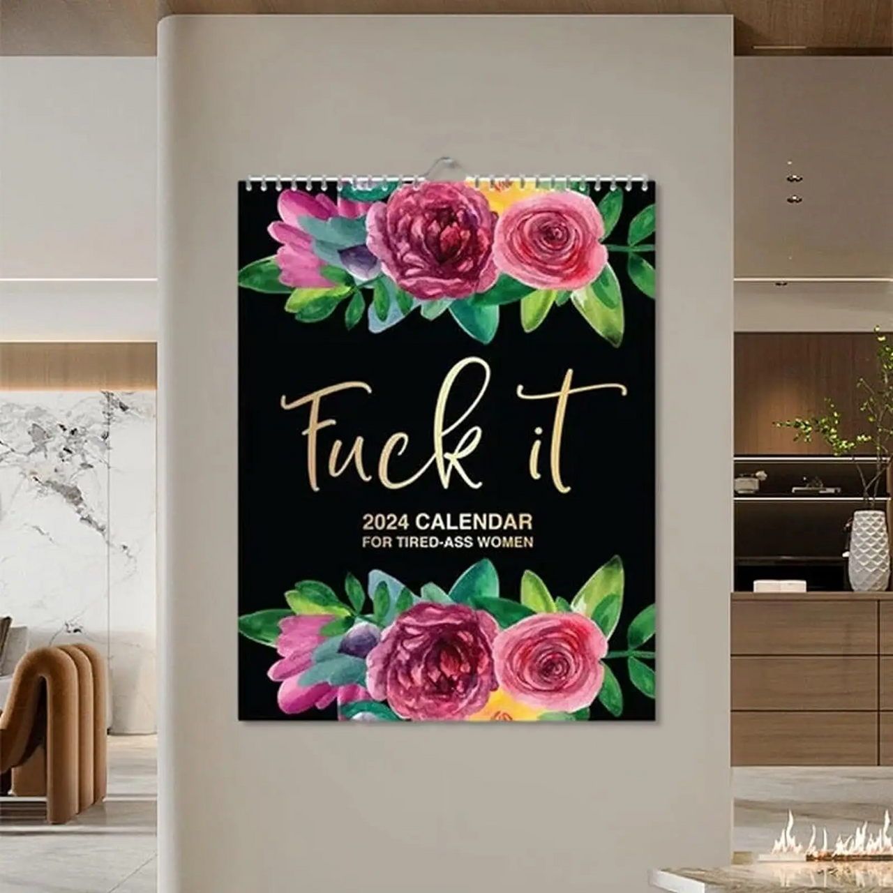 2024 Calendar For Tired-Ass Women Swear Word 12 Month Weekly Daily Wall Planner