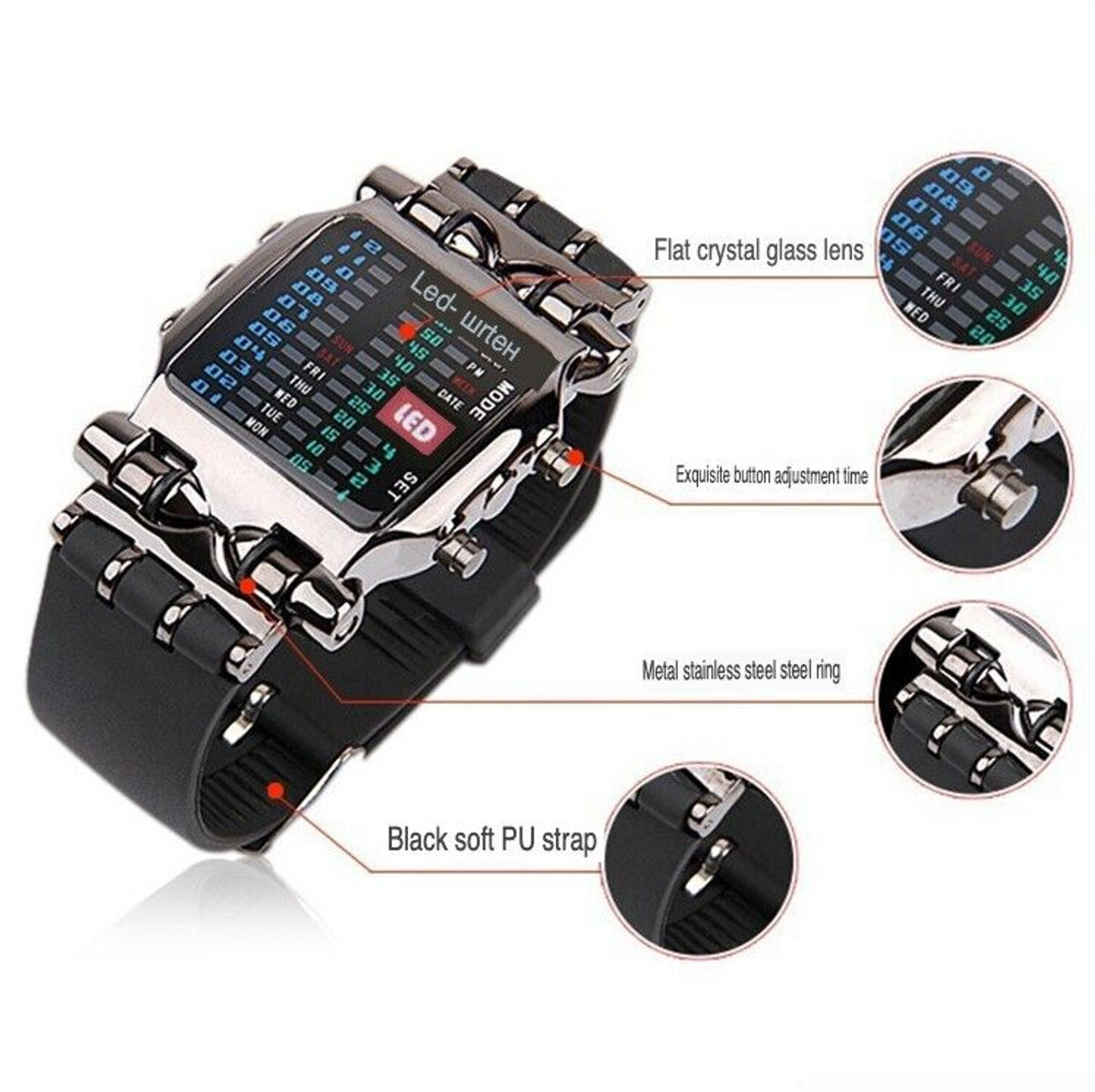 Luxury Men's Watch LED Sports Date Digital Bracelet Waterproof Quartz Wristwatch