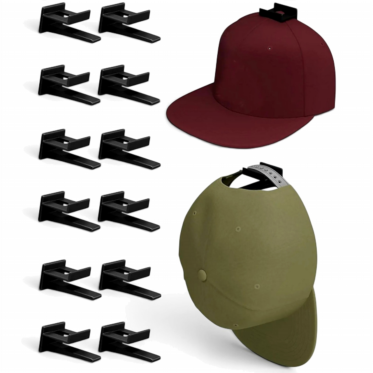Baseball Cap Hat Rack Wall Door Hanger Holder Storage Organize 12 Hooks Adhesive by The Perfect Part – Bags & Organizers in New condition from The Perfect Part for a low price