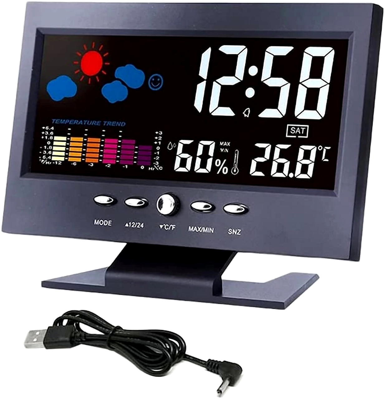 LED Digital Alarm Clock Snooze Calendar Thermometer Hygrometer Weather Display by The Perfect Part – Decor & Clocks in New condition from The Perfect Part for a low price
