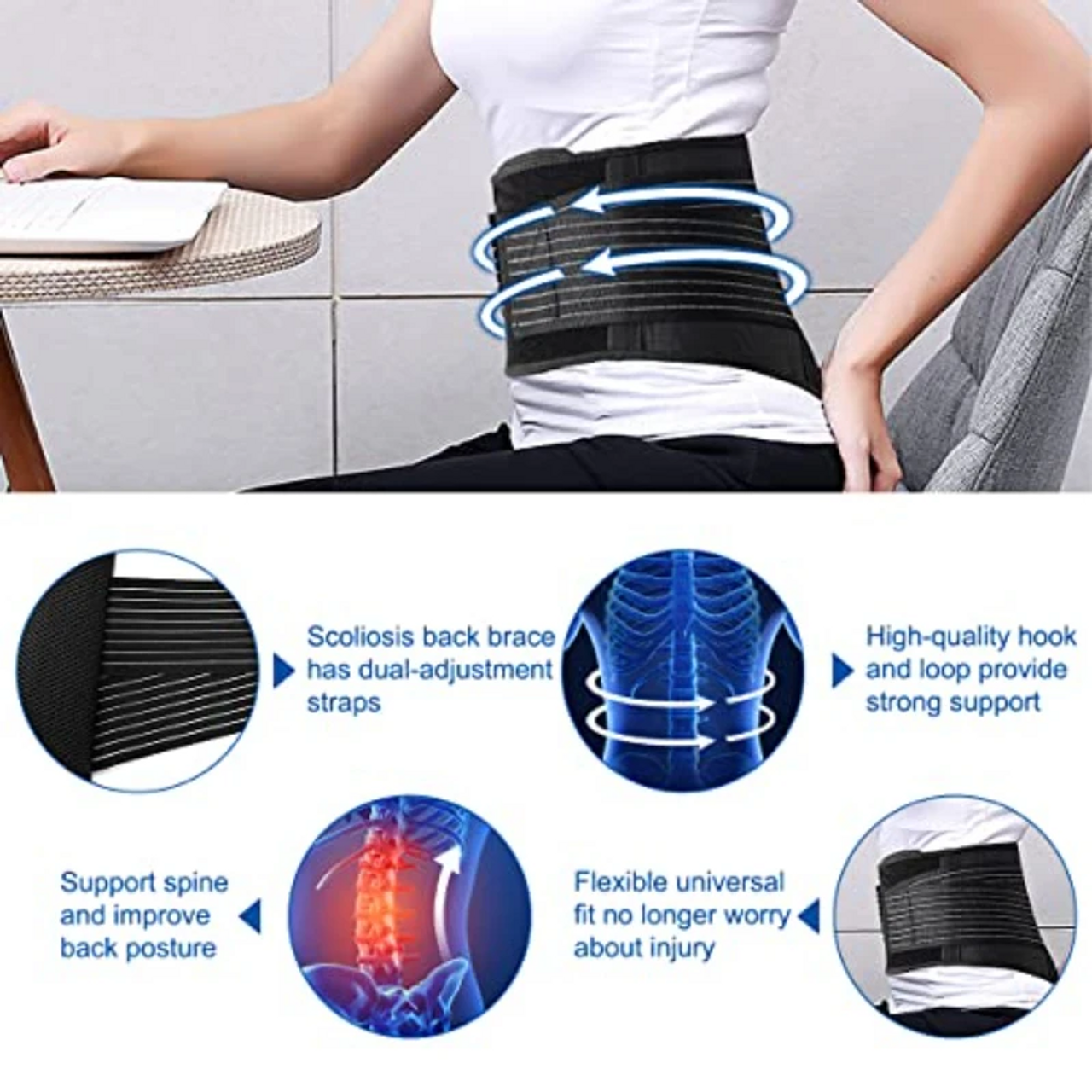Lower Back Support Brace Lumbar Waist Belt Double Pull Breathable Belt Men Women