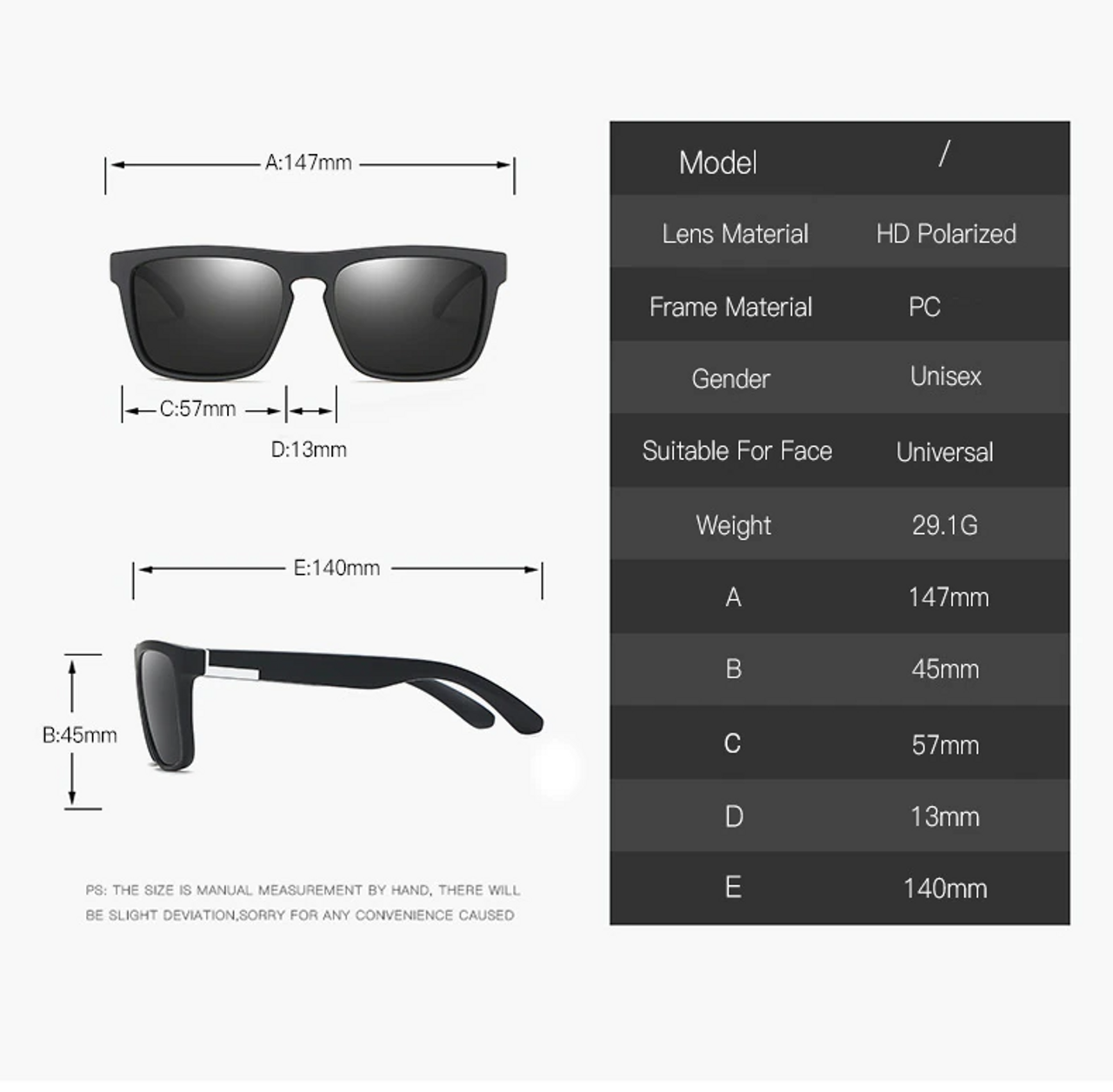 Square Polarized Sunglasses For Men Women Outdoor Sports Driving Glasses Golfing