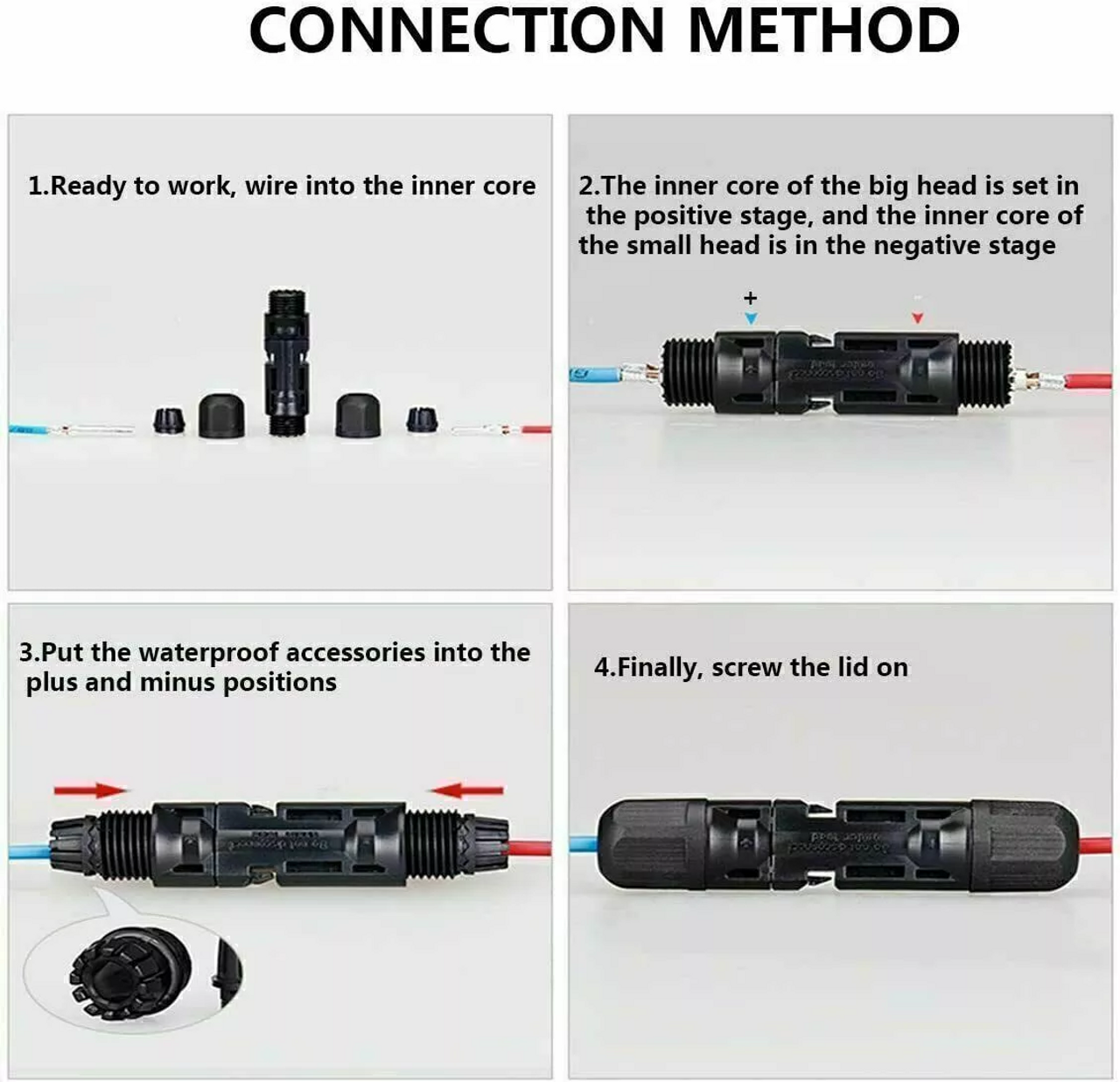10/20/50/100/200 Pairs Male Female Solar Cable Connectors For DIY Solar Panel US