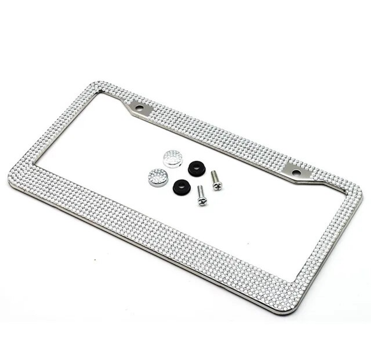 2PCS Bling License Plate Frame Glitter Crystal Sparkling Rhinestone Diamond Caps