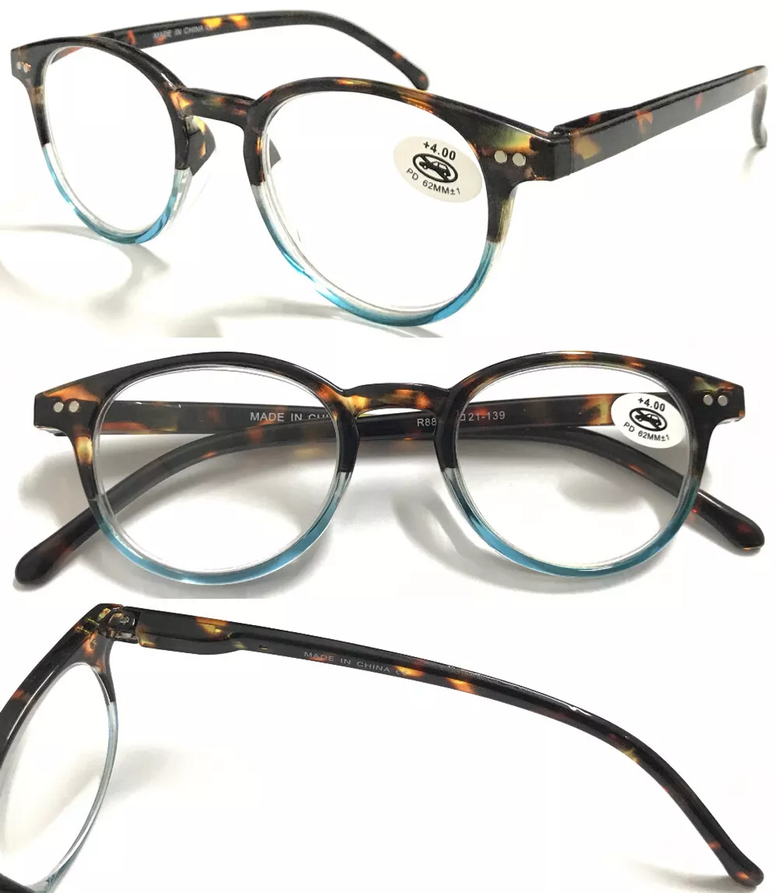 4 Pairs Mens Women Spring Hinge Round Horn Power Oval Reading Reader Glasses 1-4