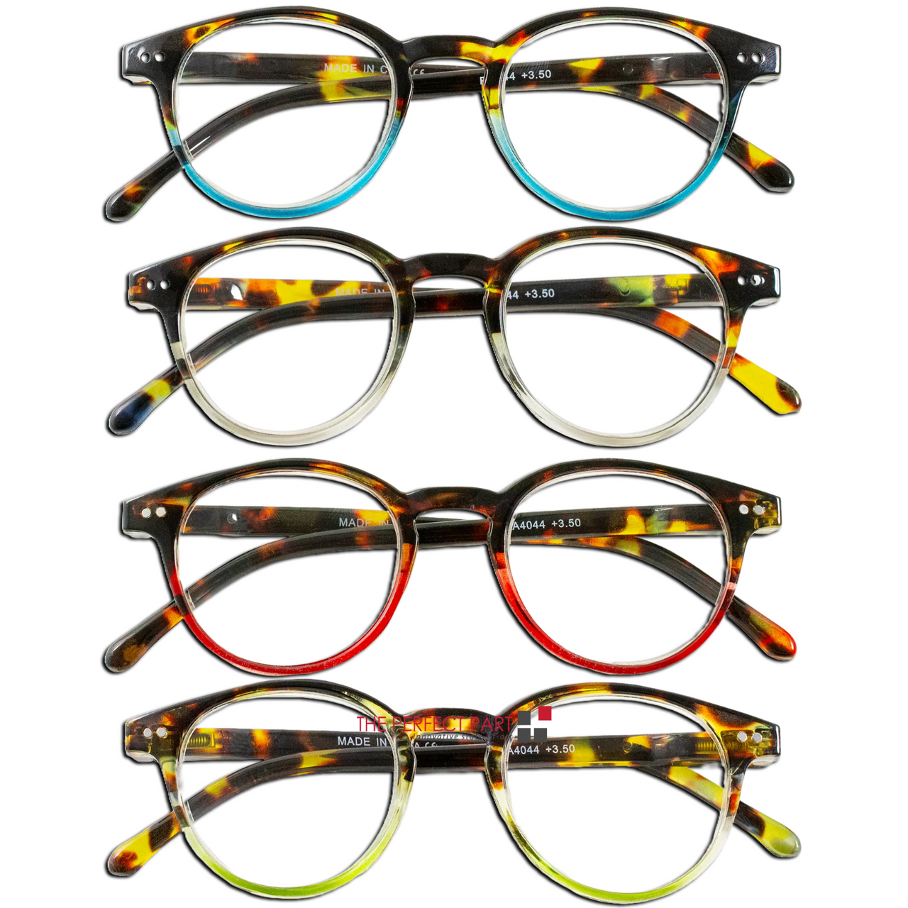 4 Pairs Mens Women Spring Hinge Round Horn Power Oval Reading Reader Glasses 1-4