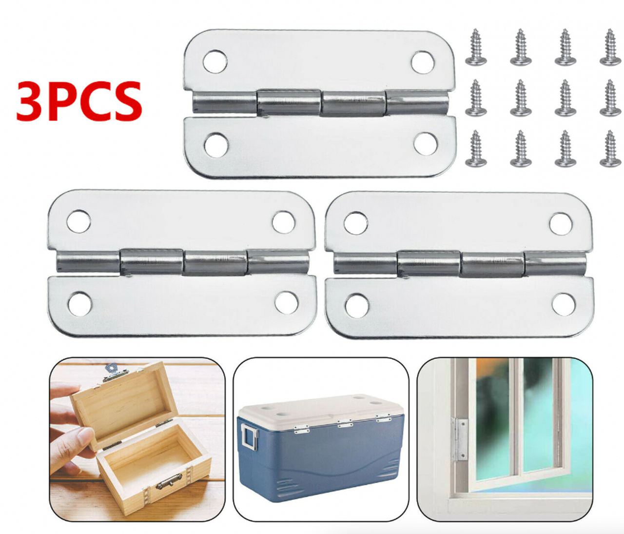3PCS Stainless Steel Cooler Hinges & Screws Replacements For Igloo Cooler Parts