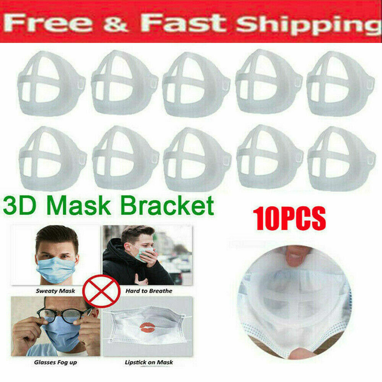 3D Face Mask Bracket Mouth Separate Inner Stand Holder Breathing Space Frame 