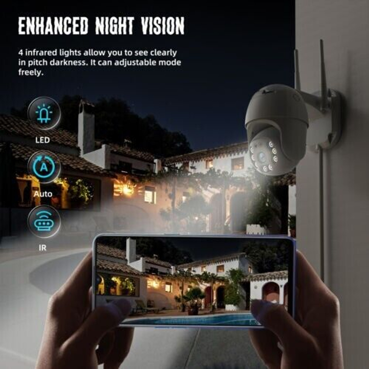 1080P HD WIFI Camera Wireless Outdoor CCTV IP PTZ Smart Home Security IR Cam US