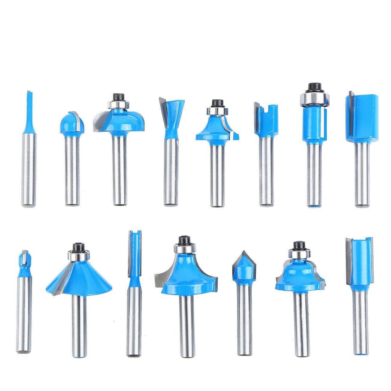 15Pcs Carbon Milling Cutter Router Bit Set Tungsten Carbide Router 1/4" Shank US