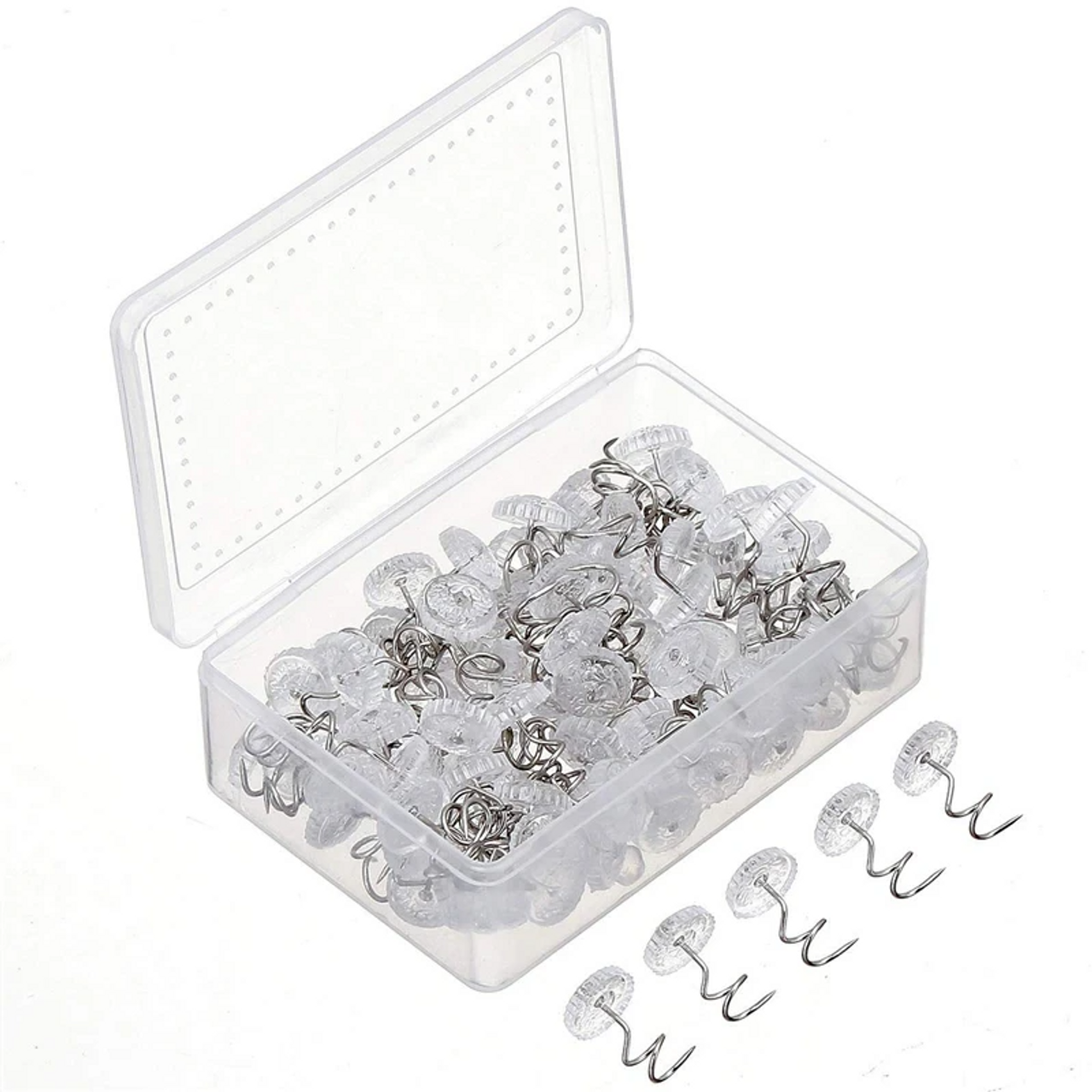 50 Pcs Upholstery Tacks Headliner Pins Clear Heads Twist Bed Fabric Sofa Chair