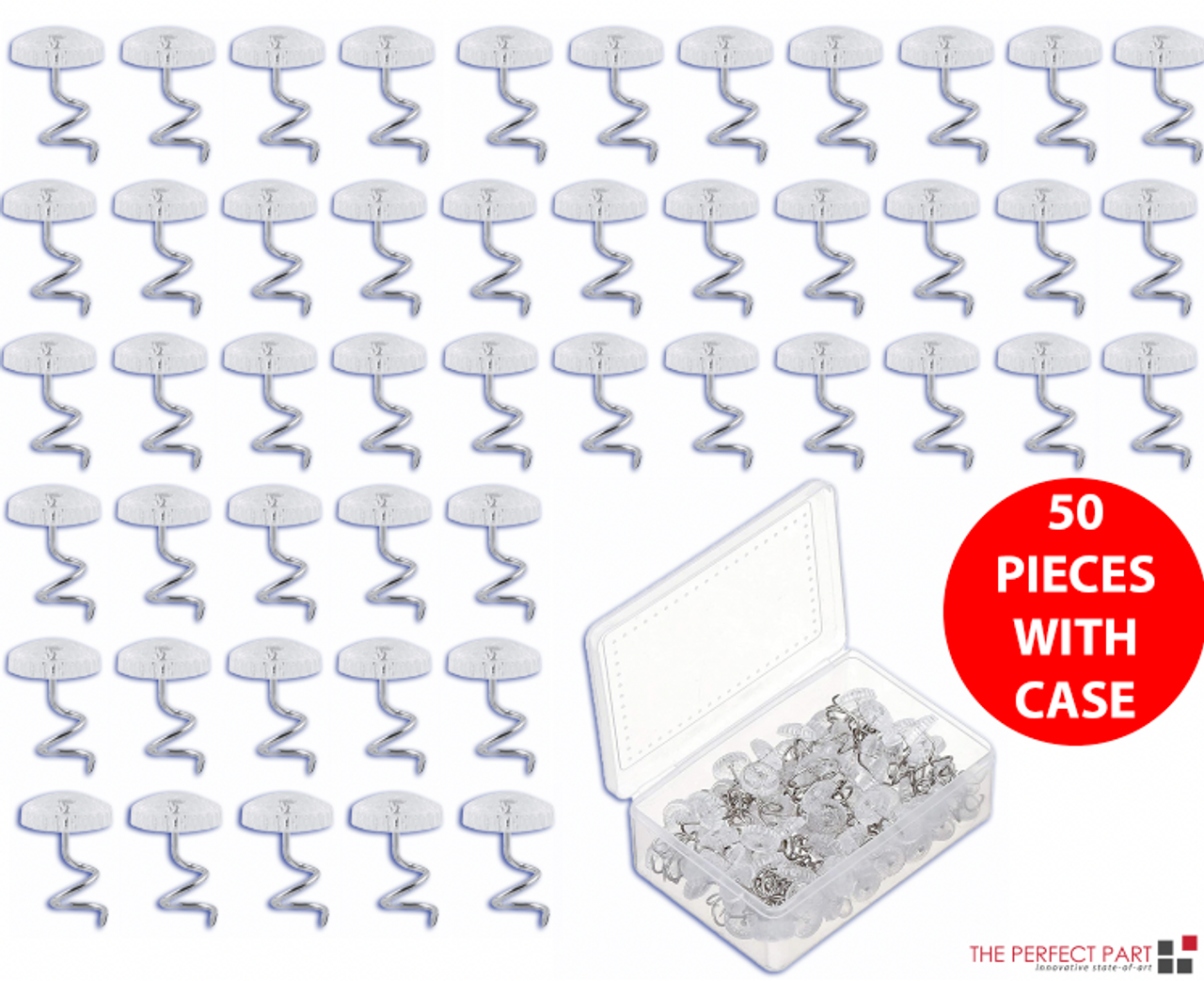 50 Pcs Upholstery Tacks Headliner Pins Clear Heads Twist Bed Fabric Sofa Chair