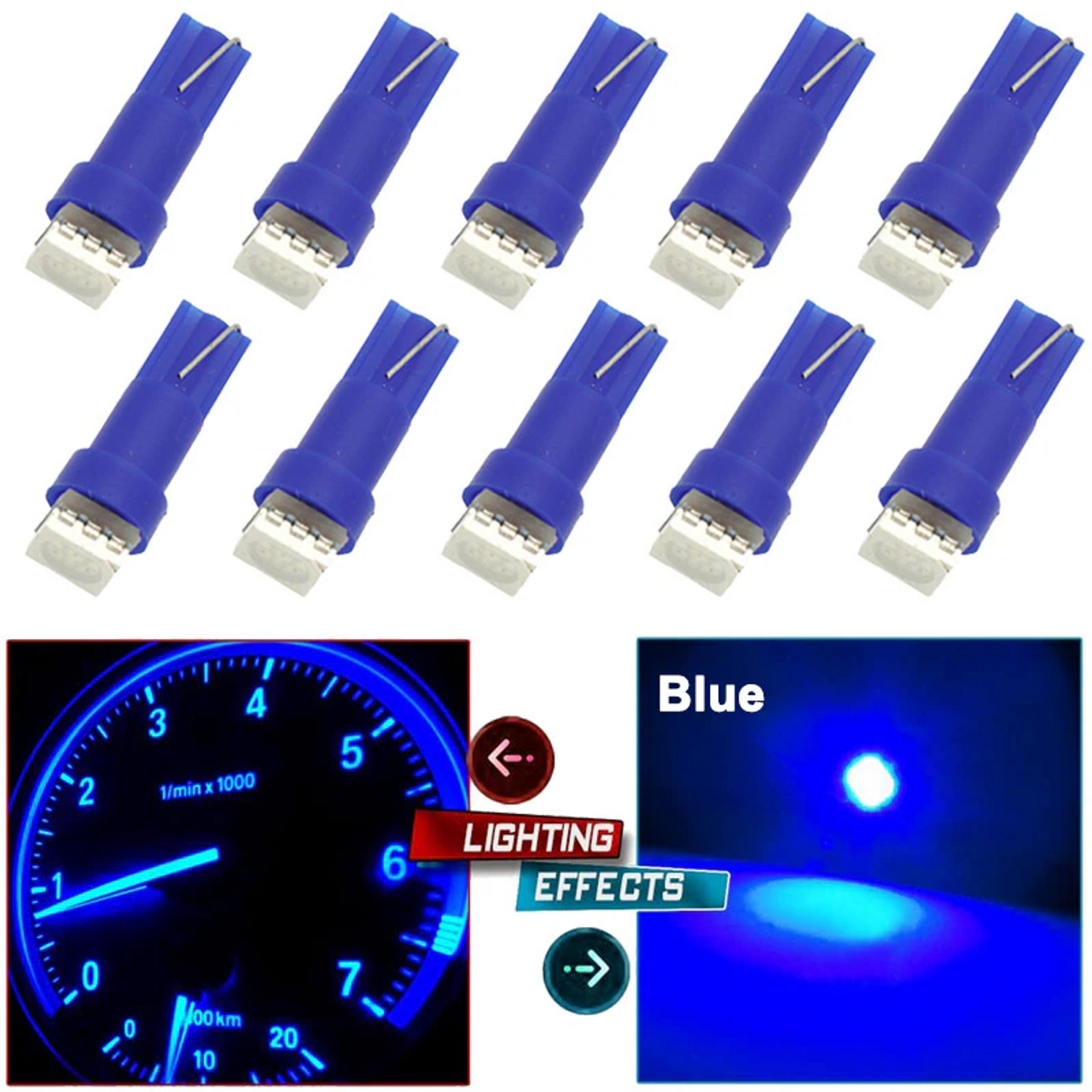 70PCS T5 T10 5050-SMD LED Speedometer Instrument Gauge Cluster Dash Light Bulbs