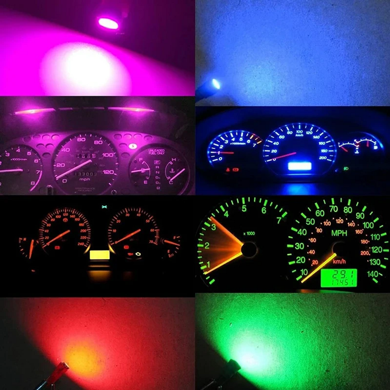 70PCS T5 T10 5050-SMD LED Speedometer Instrument Gauge Cluster Dash Light Bulbs