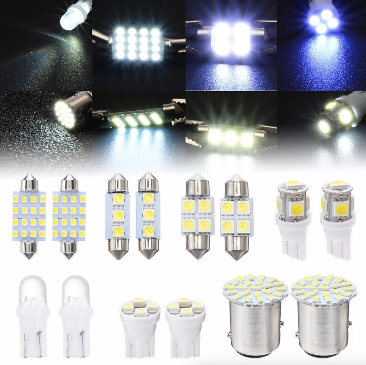 14Pcs T10 36mm LED Interior Car Accessories Kit Map Dome License Plate Lights