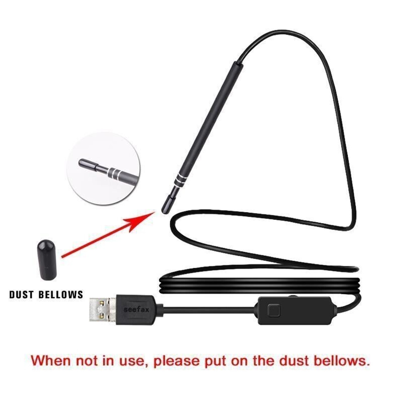 HD LED Ear Endoscope Otoscope Camera Wax Pick Cleaning Tool Cleaner Removal Kit