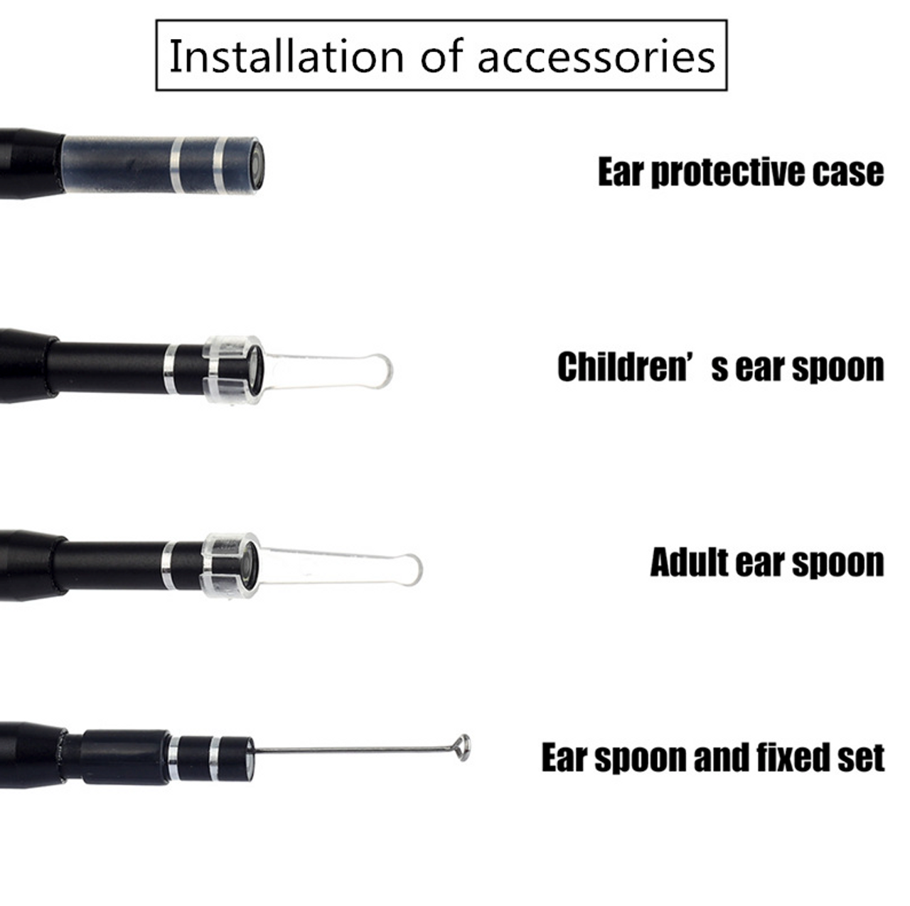 HD LED Ear Endoscope Otoscope Camera Wax Pick Cleaning Tool Cleaner Removal Kit