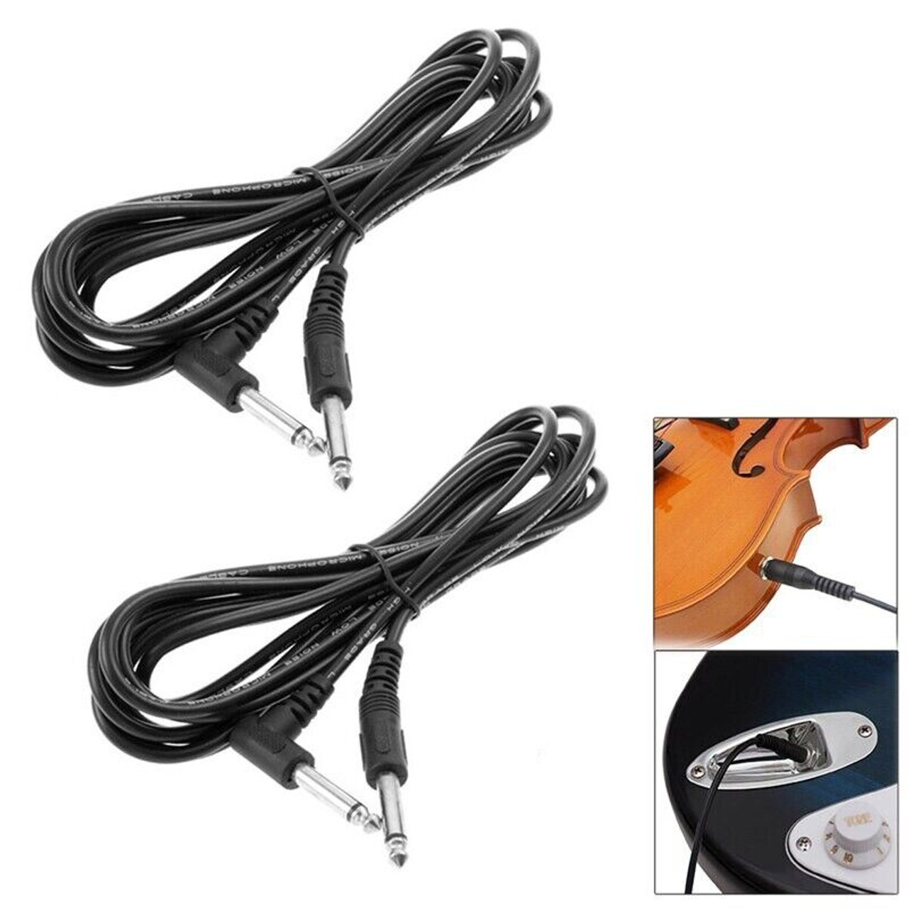 2 PACK 10FT Electric Patch Cord Guitar Amplifier Amp Cable Right Angle 90 Degree