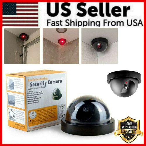 1-10PCS Dummy Camera Fake Security CCTV Dome Camera with Flashing Red LED Light