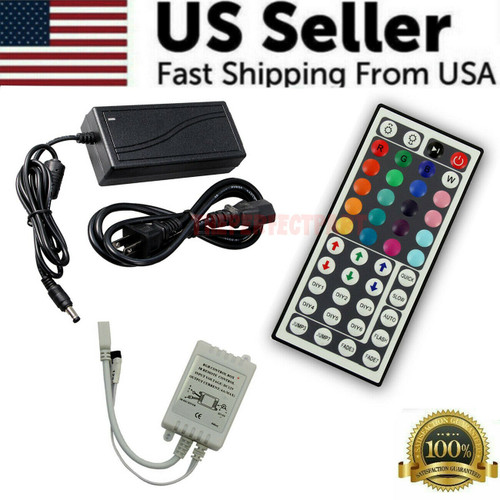 44 Key IR Remote Controller 3528 5050 RGB LED Strip Light 12V 5A Power Supply US