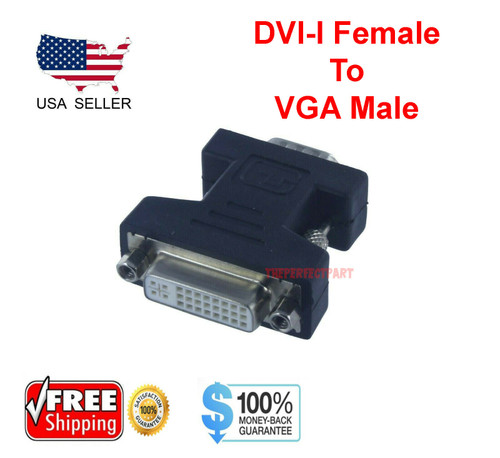 DVI-I Female Analog (24+5) to VGA Male (15-pin) Connector Adapter Desktop PC USA