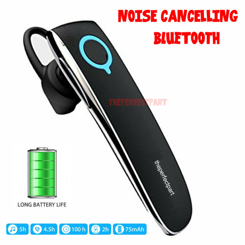Wireless Bluetooth Noise Cancelling Trucker Headset Earpiece For Driving Black