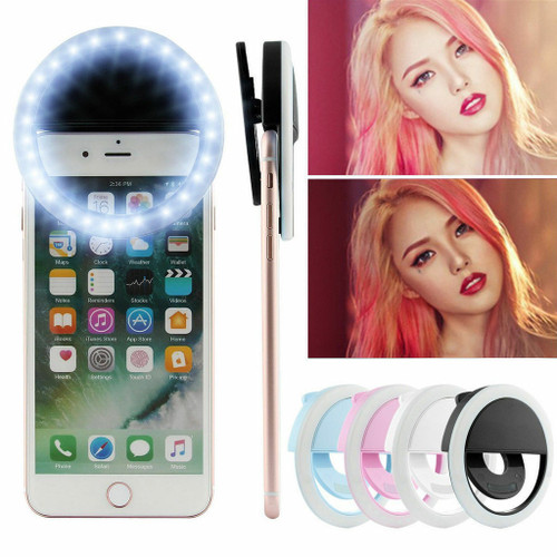 Selfie Portable LED Ring Light Flash For iPhone Mobile Device Universal USA