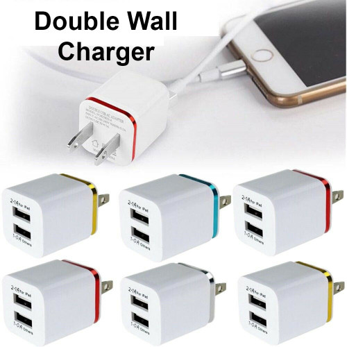 USB Double Wall Fast Charger Adapter 1A 2A 5V For iPhone 6 7 8 11 12 Plus X XR