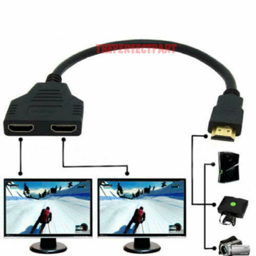 HDMI Port Male to Female 1 Input 2 Output Splitter Cable Adapter Converter 1080P