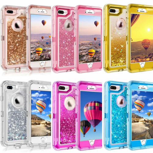 For iPhone XR Case Defender Liquid Glitter Shockproof Cover Fit Otterbox Clip