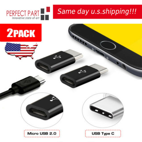 2 Pack USB 3.1 Type C Male to Micro USB Female Adapter Converter Connector USB-C