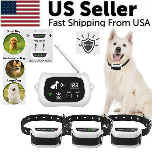 Wireless Dog Fence Pet Containment System Waterproof Training Collars 1/2/3 Dogs