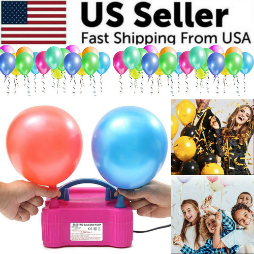 Portable Electric Balloon Pump High Power Two Nozzle Air Blower Inflator Party