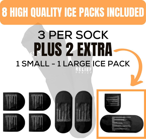 Relief Genius Cold Therapy Socks with Reusable Gel ice Packs - Achieve Relief from Sprains, Muscle Pain, Bruises, Swelling, Edema, Chemotherapy, Arthritis, Post Partum Foot- 2 pcs