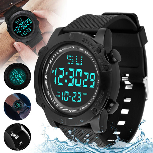 Waterproof Digital Sports Watch Military Tactical LED Backlight Wristwatch Men