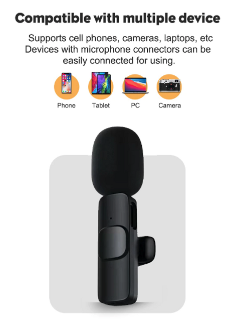 Lavalier Microphone Wireless Audio Video Recording Mini Mic For Android/iPhone