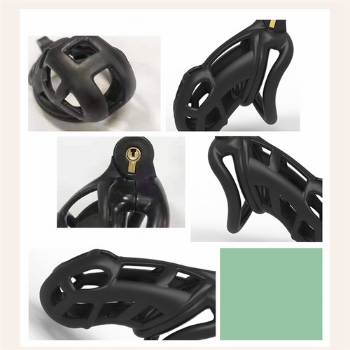 Male Chastity Cage Lock Device Kit W/ 4 Rings Virginity Device 5 Sizes Curve US
