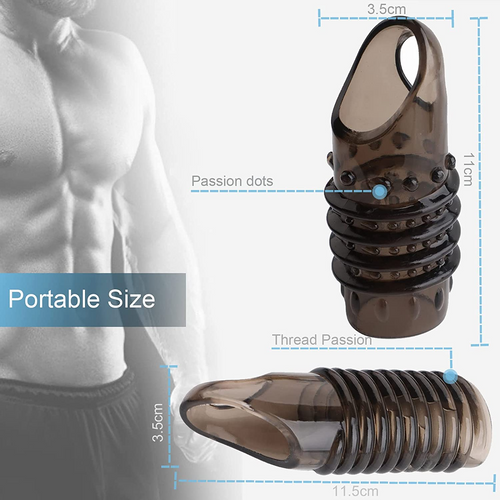 2PCS Reusable Cock Ring Glans Penis Enlarger Delayed Ejaculation Sleeve Extender