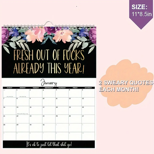 2024 Calendar For Tired-Ass Women Swear Word 12 Month Weekly Daily Wall Planner