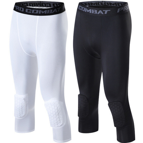 Men's Basketball Sports Tight Pants 3/4 Compression Workout Leggings Knee Pads by The Perfect Part – Workout Gear in New condition from The Perfect Part for a low price