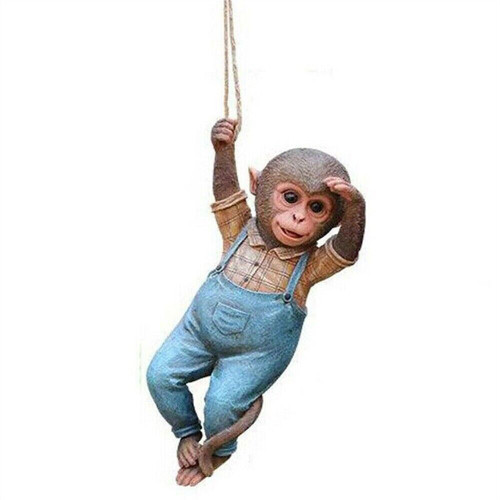 Monkey Chimp Hanging Rope Garden Ornament Outdoor Statue Sculpture Resin Decor by The Perfect Part – Outdoor Decor in New condition from The Perfect Part for a low price