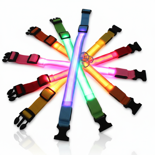 LED Adjustable Dog Collar Blinking Flashing Light Up Glow Pets Safety Waterproof by The Perfect Part – Leashes & Collars in New condition from The Perfect Part for a low price