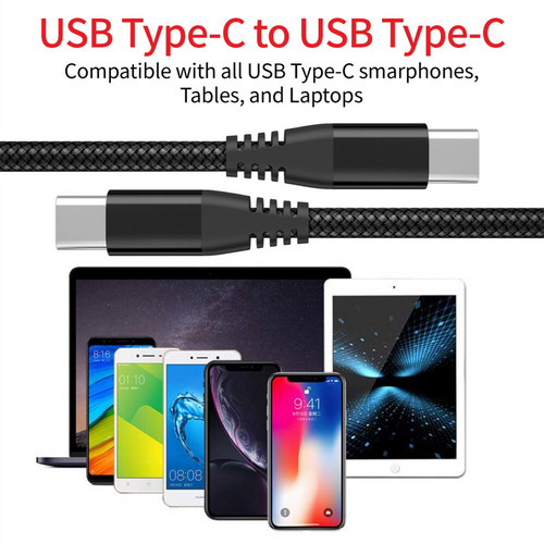 USB-C to USB-C Cable Male Type-C Cable Cord Fast Charger Charging Data Sync
