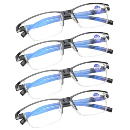 4 Pairs Anti-Blue Light Reading Glasses HD Lenses Spring Hinge Readers Unisex