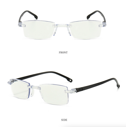 4 PK Mens Rectangular Rimless Blue Light Blocking Reading Glasses Unisex Readers